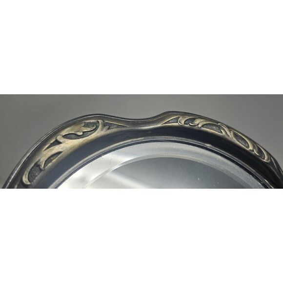 Antique Art Nouveau Silver Plated 10" Hand Vanity Mirror Victorian Design 1905 - Picture 4 of 12